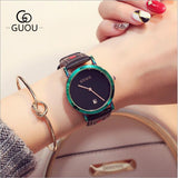 GUOU Luxury Women's Watches Stainless Steel Colorful straps Purple Women Watches Fashion Ladies watch reloj mujer zegarek damski