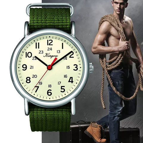 Hot Stylish Cool Men's Watch Arabic Numerals 24 Hour Military Time Nylon Belt Watch Clock Men Quartz WristWatch Reloj Hombre #F