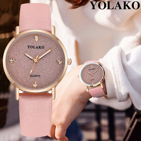 YOLAKO Women's Watch Fashion Luxury Leather Starry Sky Watch Ladies Watch Women Reloj Mujer Women Wrist Watches relogio feminino