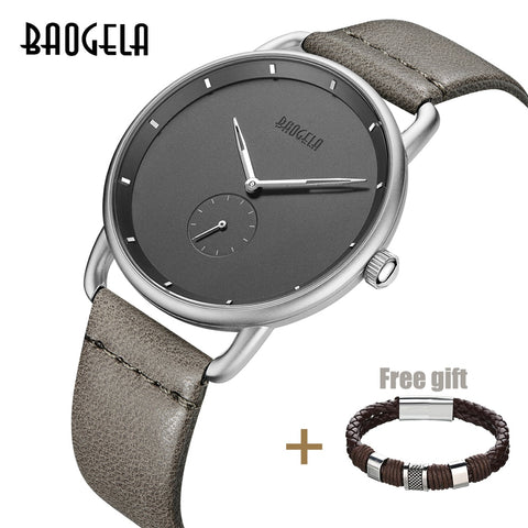 BAOGELA Top Luxury Brand Men's Quartz Watch Leather Strap Simple Watches Men Ultra-thin Fashion Business Analogue Fashion Clock