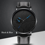 Minimalism Men Watches Ultra Thin Casual Brand Quartz Simple Blue Pointer WristWatch Leather Strap Business Relogio Masculino