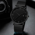 Black Wrist Watch Men Watches Business Dress Brand Wristwatch Stainless Steel Male Quartz Watch For Men Clock Hour With Calendar