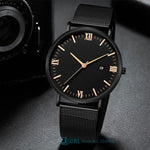 Black Wrist Watch Men Watches Business Dress Brand Wristwatch Stainless Steel Male Quartz Watch For Men Clock Hour With Calendar