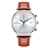 2019 New Arrival Quartz Watches Men Genuine Leather Strap Chronograph Calendar Luxury Casual Vintage Watch X2-066G