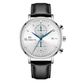 2019 New Arrival Quartz Watches Men Genuine Leather Strap Chronograph Calendar Luxury Casual Vintage Watch X2-066G