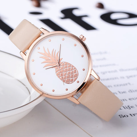 Fashion 2019 Womens Men Pineapple Faux Leather Analog Quartz Watch Women's quartz watch zegarek damski reloj mujer Q