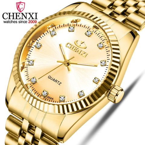 CHENXI Men Gold Watch Male Stainless Steel Quartz Golden men's Wristwatches for Man Top Brand Luxury Quartz-Watches Gift Clock