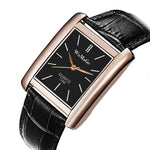 WoMaGe Simple Fashion Rectangle Women's Watches Rose Gold Watch Women Watches Luxury Leather Strap Ladies Watch reloj mujer