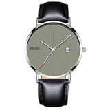 Black Men‘s Ultra Thin Watch Stainless Steel Mesh Band Leather Clock Classic Quartz Date Wristwatch Casual Relogio Masculino