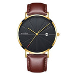 Black Men‘s Ultra Thin Watch Stainless Steel Mesh Band Leather Clock Classic Quartz Date Wristwatch Casual Relogio Masculino