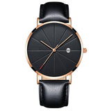 Black Men‘s Ultra Thin Watch Stainless Steel Mesh Band Leather Clock Classic Quartz Date Wristwatch Casual Relogio Masculino