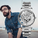 SOXY Relojes Hombre 2019 Men Watches Skeleton Top Brand Luxury Business Watches Men's Stainless Steel relogio masculino saat