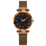 2019 Hot Sale Starry Sky Watch Women's Luxury Magnetic Magnet Buckle Quartz Wristwatch Geometric Surface Female Luminous Watches