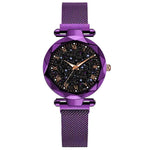 2019 Hot Sale Starry Sky Watch Women's Luxury Magnetic Magnet Buckle Quartz Wristwatch Geometric Surface Female Luminous Watches