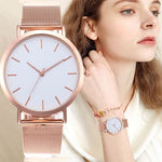 Women's Watches Rose Gold Simple Fashion Women Quartz Wrist Watch Luxury Ladies Watch Bracelet Female Clock Relogio Feminino