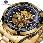 Forsining 2019 Stainless Steel Waterproof Mens Skeleton Watches Top Brand Luxury Transparent Mechanical Sport Male Wrist Watches