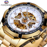 Forsining 2019 Stainless Steel Waterproof Mens Skeleton Watches Top Brand Luxury Transparent Mechanical Sport Male Wrist Watches