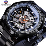 Forsining 2019 Stainless Steel Waterproof Mens Skeleton Watches Top Brand Luxury Transparent Mechanical Sport Male Wrist Watches