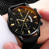 Fashion Military Sport Watch Men'S Luxury Leather Band Quartz Wristwatch Hot Sale Date Watches For Male Relogio Masculino