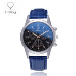 Foloy Business sport Men Watch Quality Fashion Numerals Faux Leather Analog Quartz gentleman watches Bracelet Clock Gift