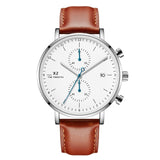 2019 New Arrival Quartz Watches Men Genuine Leather Strap Chronograph Calendar Luxury Casual Vintage Watch X2-066G