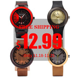 BOBO BIRD Wood Watch Men Ladies Clearance Price Promotion Quartz Wristwatches Women Leather Strap relogio masculino wholesale