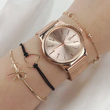 4PCS Women Watches Luxury Wrist watch relogio feminino Clock for Women Milanese Steel Lady Rose Gold Quartz Ladies Watch New