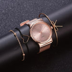 4PCS Women Watches Luxury Wrist watch relogio feminino Clock for Women Milanese Steel Lady Rose Gold Quartz Ladies Watch New