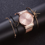 4PCS Women Watches Luxury Wrist watch relogio feminino Clock for Women Milanese Steel Lady Rose Gold Quartz Ladies Watch New