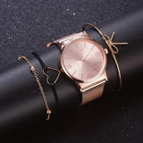 4PCS Women Watches Luxury Wrist watch relogio feminino Clock for Women Milanese Steel Lady Rose Gold Quartz Ladies Watch New