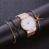 4PCS Women Watches Luxury Wrist watch relogio feminino Clock for Women Milanese Steel Lady Rose Gold Quartz Ladies Watch New