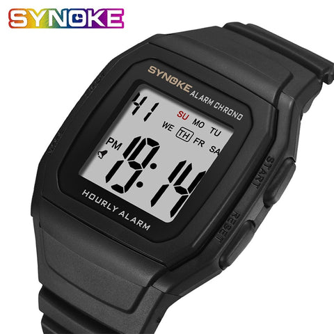 SYNOKE Men's Watches Relogio Masculino Multi Functional Sports Electronic Watch Men Waterproof Women Square Brand Luxury Band