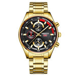 NIBOSI Fashion Mens Watches Top Brand Luxury Wrist Watch Quartz Clock Gold Watch Men Waterproof Chronograph Relogio Masculino