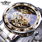 Winner Transparent Fashion Diamond Luminous Gear Movement Royal Design Men Top Brand Luxury Male Mechanical Skeleton Wrist Watch