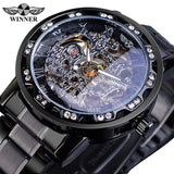 Winner Transparent Fashion Diamond Luminous Gear Movement Royal Design Men Top Brand Luxury Male Mechanical Skeleton Wrist Watch