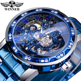 Winner Transparent Fashion Diamond Luminous Gear Movement Royal Design Men Top Brand Luxury Male Mechanical Skeleton Wrist Watch