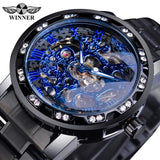 Winner Transparent Fashion Diamond Luminous Gear Movement Royal Design Men Top Brand Luxury Male Mechanical Skeleton Wrist Watch