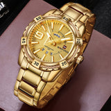 NAVIFORCE Luxury Brand Mens Sport Watch Gold Full Steel Quartz Watches Men Date Waterproof Military Clock Man relogio masculino