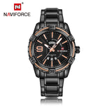 NAVIFORCE Luxury Brand Mens Sport Watch Gold Full Steel Quartz Watches Men Date Waterproof Military Clock Man relogio masculino