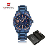 NAVIFORCE Luxury Brand Mens Sport Watch Gold Full Steel Quartz Watches Men Date Waterproof Military Clock Man relogio masculino