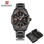 NAVIFORCE Luxury Brand Mens Sport Watch Gold Full Steel Quartz Watches Men Date Waterproof Military Clock Man relogio masculino