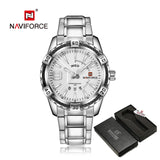 NAVIFORCE Luxury Brand Mens Sport Watch Gold Full Steel Quartz Watches Men Date Waterproof Military Clock Man relogio masculino