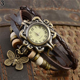 Women's Casual Vintage Multilayer Butterfly Faux Leather Bracelet Wrist Watch Ladies Female Clock Montre Femme Relogios 2017 Hot