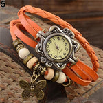 Women's Casual Vintage Multilayer Butterfly Faux Leather Bracelet Wrist Watch Ladies Female Clock Montre Femme Relogios 2017 Hot