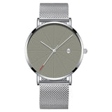 Complete Calendar Ultra Thin Men's Watch Stainless Steel Mesh Band Quartz Wrist Watches Men Clock Simple Design Fashion relogios