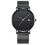 Complete Calendar Ultra Thin Men's Watch Stainless Steel Mesh Band Quartz Wrist Watches Men Clock Simple Design Fashion relogios