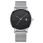 Complete Calendar Ultra Thin Men's Watch Stainless Steel Mesh Band Quartz Wrist Watches Men Clock Simple Design Fashion relogios