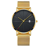 Complete Calendar Ultra Thin Men's Watch Stainless Steel Mesh Band Quartz Wrist Watches Men Clock Simple Design Fashion relogios