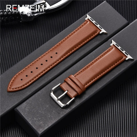 Calfskin Genuine Leather Watchband 38mm 40mm for iwatch 1 2 3 4 5 Soft Material Replace Wrist Strap 42mm 44mm for Apple Watch