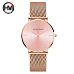 Japan Quartz Movement High Quality 36mm hannah Martin Women Stainless Steel Mesh Rose Gold Waterproof Ladies Watch Dropshipping